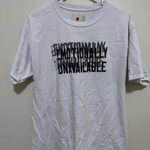 EMOTIONALLY UNAVAILABLE TEE SIZE L WHITE